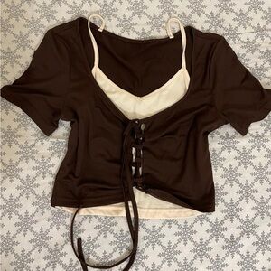 Two layers brown crop top